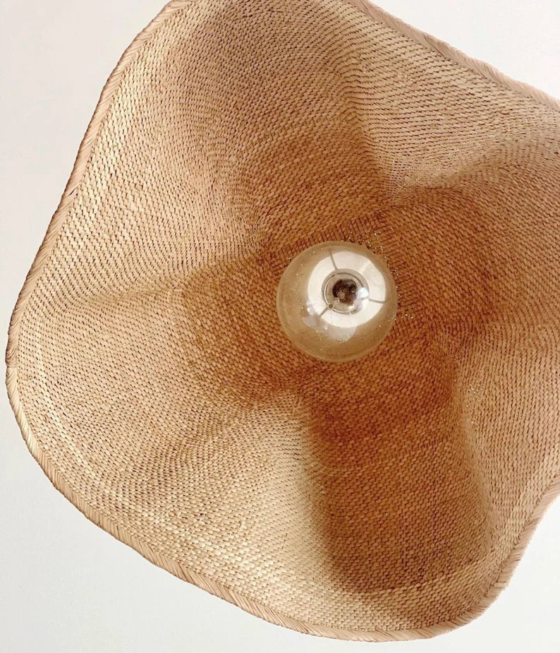 Woven Basket Pendant Light | Rattan Hanging Lamp | Wicker Light Hanging | Bohemian Lighting | Coastal Lighting Fixture | Rattan Chandelier