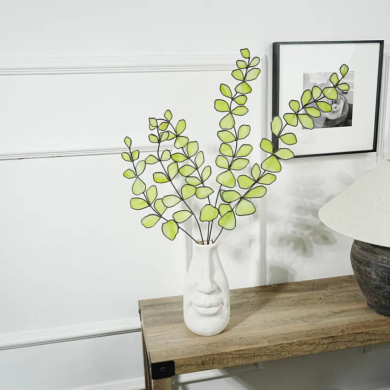Stained glass plant Eucalyptus,Greenplant home decor,Eucalyptus art,Mothers day gift,nature decor,gift for her,plant for home